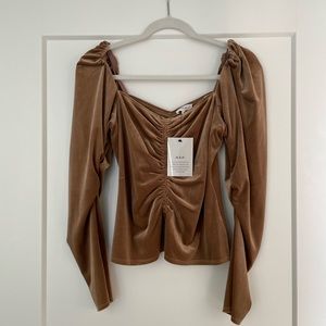 ALC chamberlain ruched velvet blouse